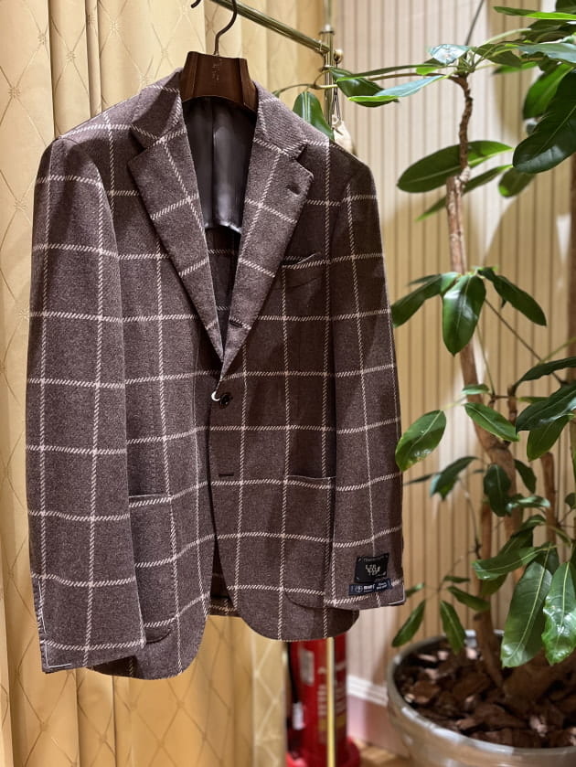 【美品】BEAMSF チェック柄 シルク混 テーラードジャケット 44 BEAMS F（ビームスF）Savile Clifford ガンクラブチェック ジャケット