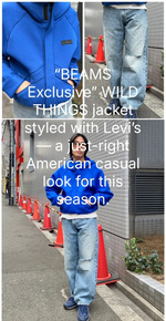 〈BEAMS〉別注〈WILD THINGS 〉〈ビームス〉〈ワイルドシングス〉 ジャケット。リーバイスと合わせて今ちょうどいいアメカジスタイルに。