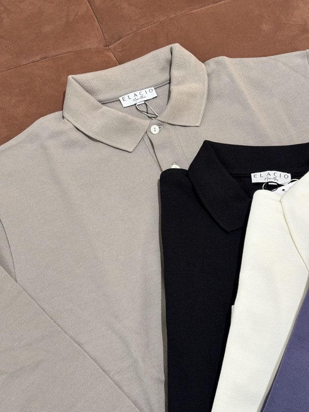ELACIO（エラシオ）＞春のスタイリングに使い易い長袖カノコポロシャツ