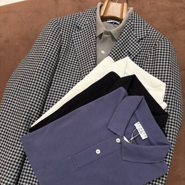 ELACIO（エラシオ）＞春のスタイリングに使い易い長袖カノコポロシャツ