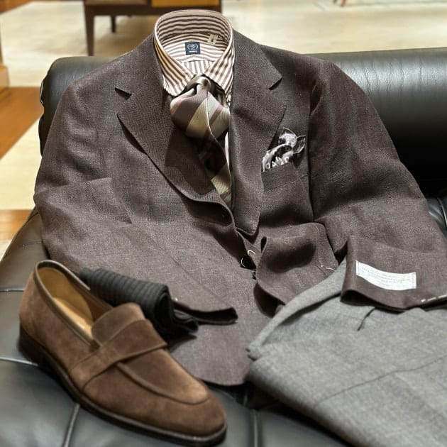 自画自賛！渾身の茶ジャケスタイリング。