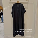 【洗える麻】Demi-Luxe BEAMS（デミルクス ビームスリネン カフタン ワンピースで叶う、夏の抜け感黒コーデ