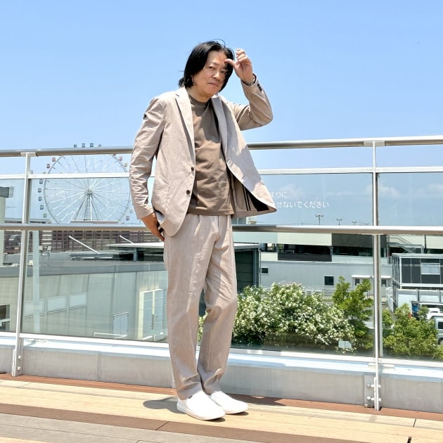 美品！BEAMS HEART　スーツセットアップ　L　ベージュ　イージーパンツ ◇ビジネスカジュアルはこの一着におまかせください！◇｜BEAMS HEART