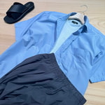 ブルーアイテムのレイヤードスタイル。