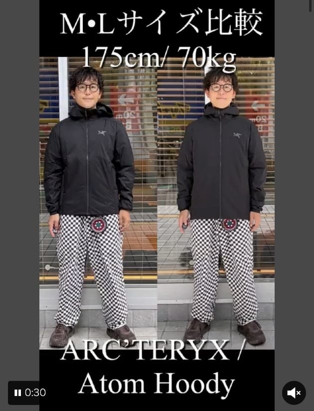 サイズ比較あり】〈ARC'TERYX (アークテリクス)〉「Atom Hoody(アトム