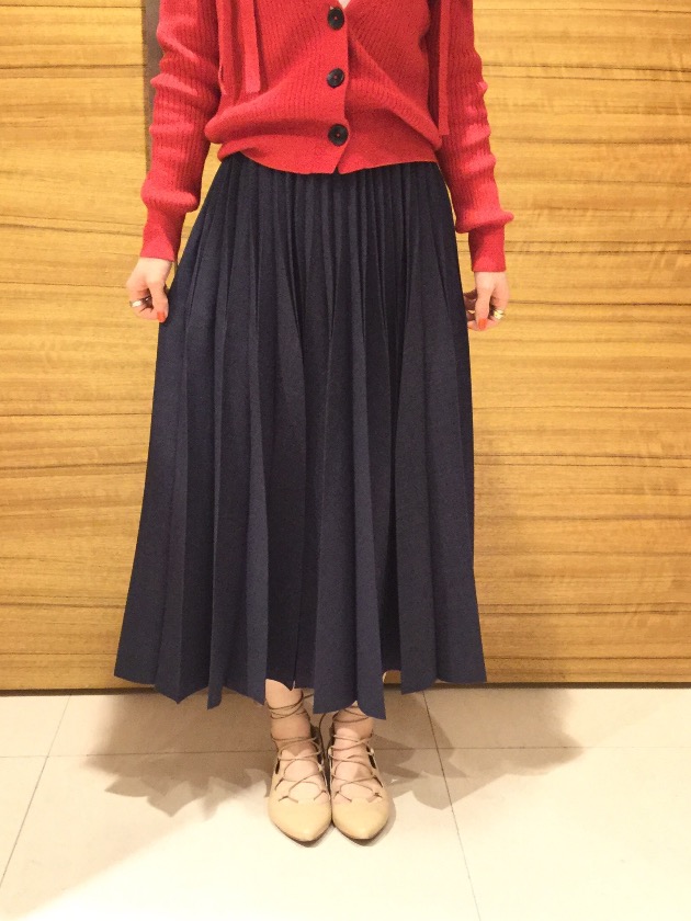 2月末まで】Demi-Luxe Beams ネイビー プリーツスカート - ロングスカート