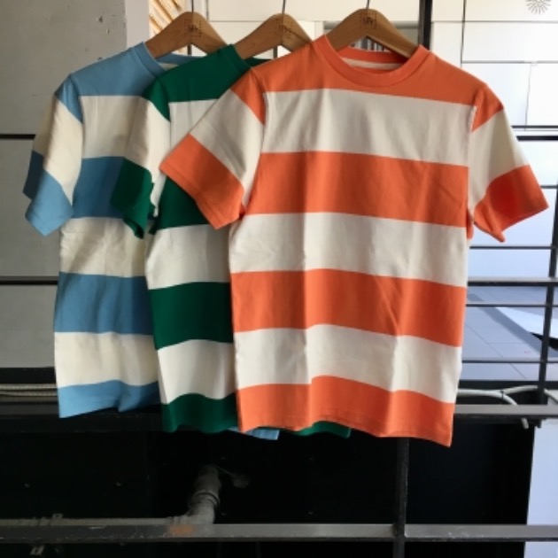 【美品】me ハイネックTシャツ オレンジ/グリーン ストライプ これも定番｜ビームス プラス 原宿｜BEAMS