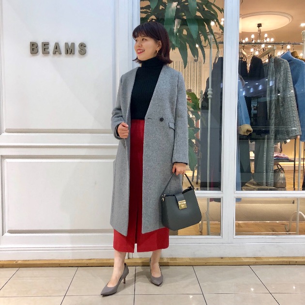 Demi-Luxe BEAMS ノーカラーロングコート