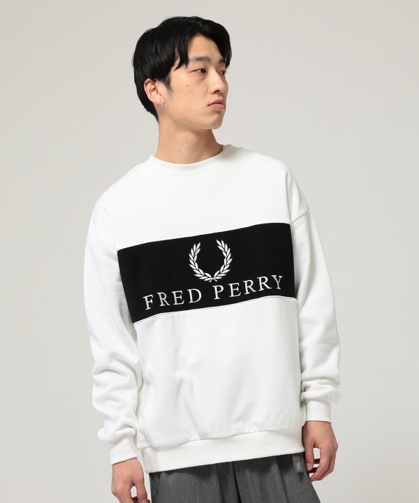 FRED PERRY × BEAMS / 別注 ロゴ切替 スウェットクルー - トップス