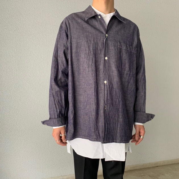 comoli コモリ 19AW パープルダンガリーシャツ 3