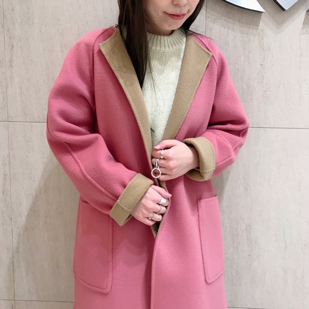 試着のみタグ付きDemi-Luxe BEAMS リバーシブルコートグレー&ピンク 試着のみタグ付きDemi-Luxe BEAMS リバーシブルコートグレー&ピンク