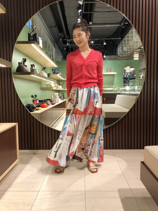 M•fil プリント ギャザースカート 日本製 ミカコナカムラロングスカート