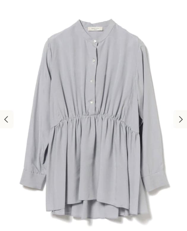 美品 Demi-Luxe BEAMS / バンドカラーギャザーフレアシャツ