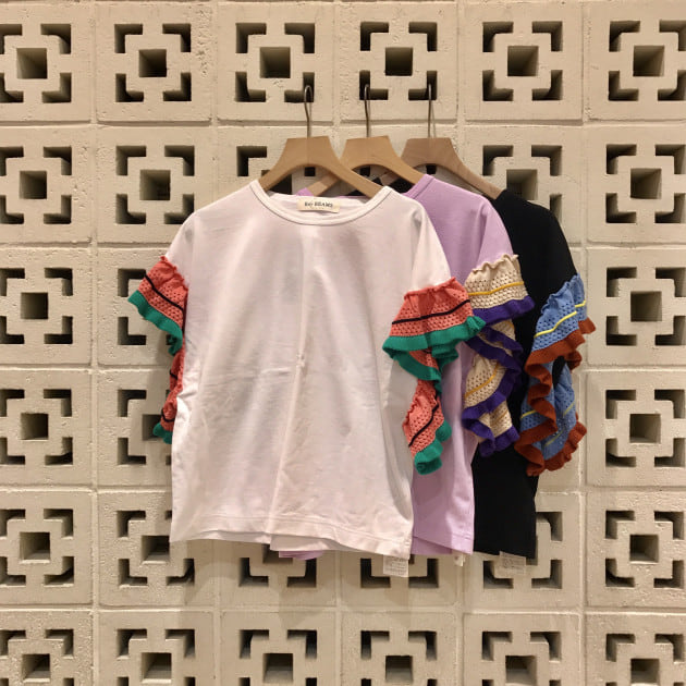 BEAMS WOMEN｜キリカエ フリル ボーダー Tシャツ | Rakuten