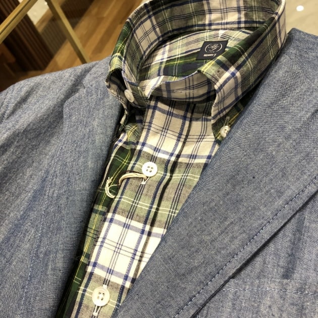 猿田彦 美品）XL BEAMS PLUS ／ 段返り　マドラスチェック リアル インディア マドラスを繋げていくと.｜BEAMS PLUS