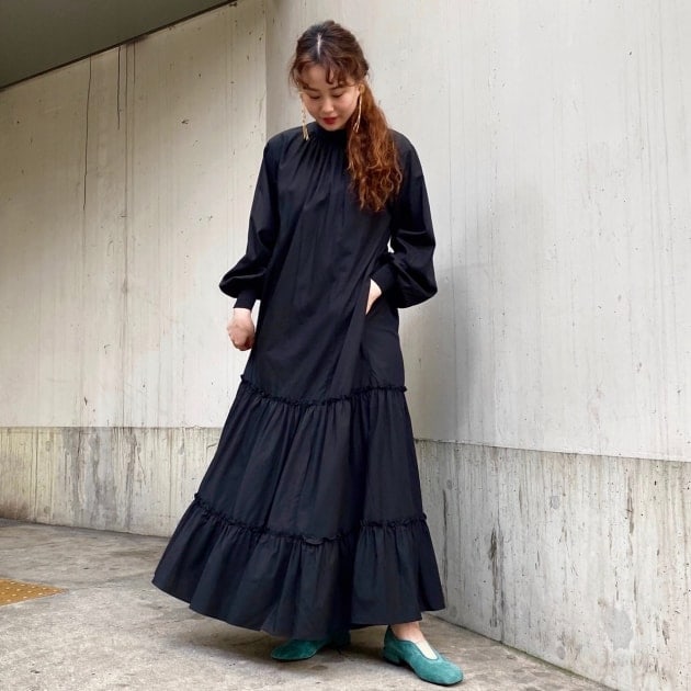 RBS BEAMS ビームス ティアード ワンピース ロング マキシ Ray BEAMS（レイ ビームス）RBS ⁄ ティアード スクエアネック