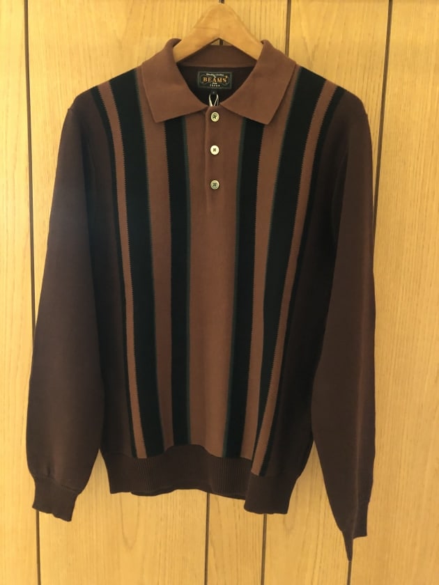 FR2 梅　ストライプニットポロシャツ デザインかぎ編みストライプニットポロシャツ KA0054 – YOLO（ヨロ