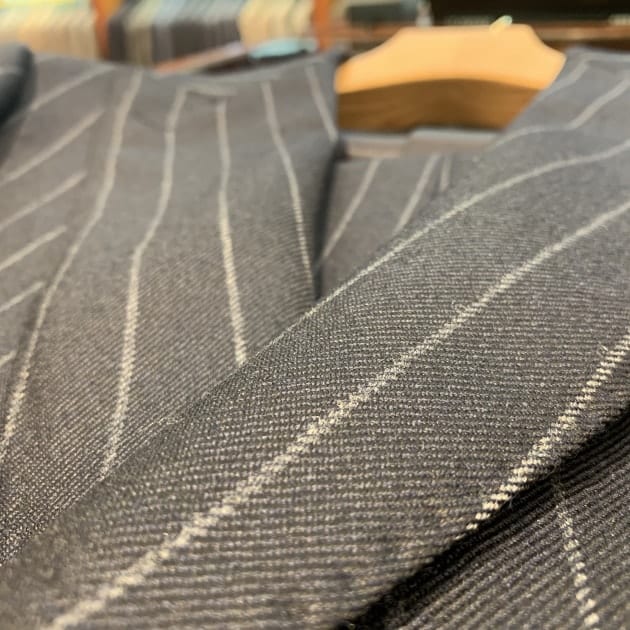 BEAMS BRILLA メンズ スーツ LL52 ストライプ ホワイト×ブルー