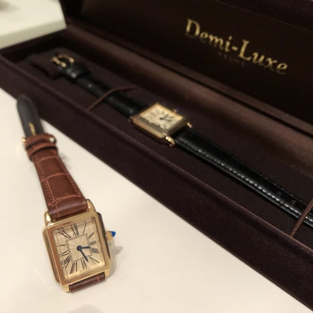Demi-Luxe BEAMS / スクエア 型押レザー 腕時計