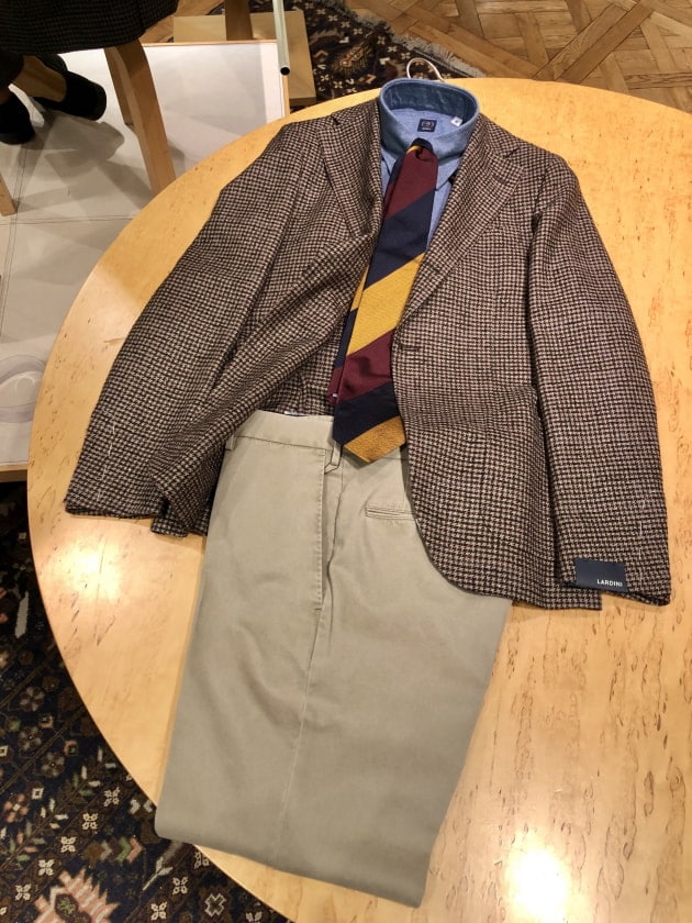 新品　LARDINI ラルディーニ ジャケット ガンクラブチェック ベージュ