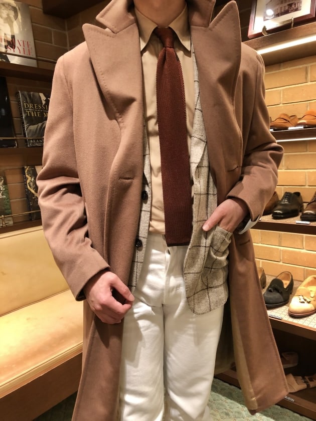 【60%OFF!】 Caruso 46 ブラウン ヘリンボーン コート イタリア カルーゾ asakusa.sub.jp