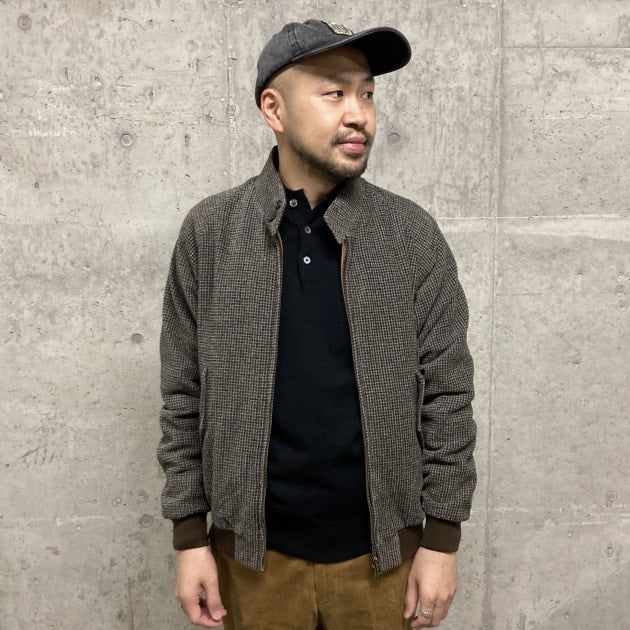 kingswood TWEED HARRINGTON JACKET S ブラウン