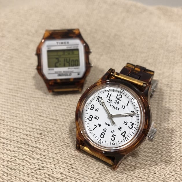 ご使用頂けるかと思いますBEAMS TIMEX 腕時計　鼈甲　箱付き　べっこう