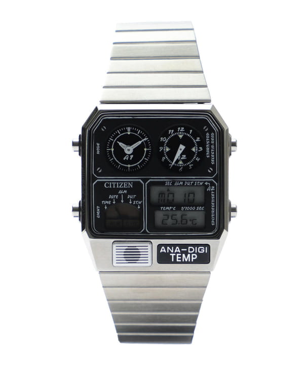 CITIZEN × BEAMS アナデジ 美品 シルバー白文字盤 ビームスがシチズンに別注、80年代に人気を博した時計「アナデジ