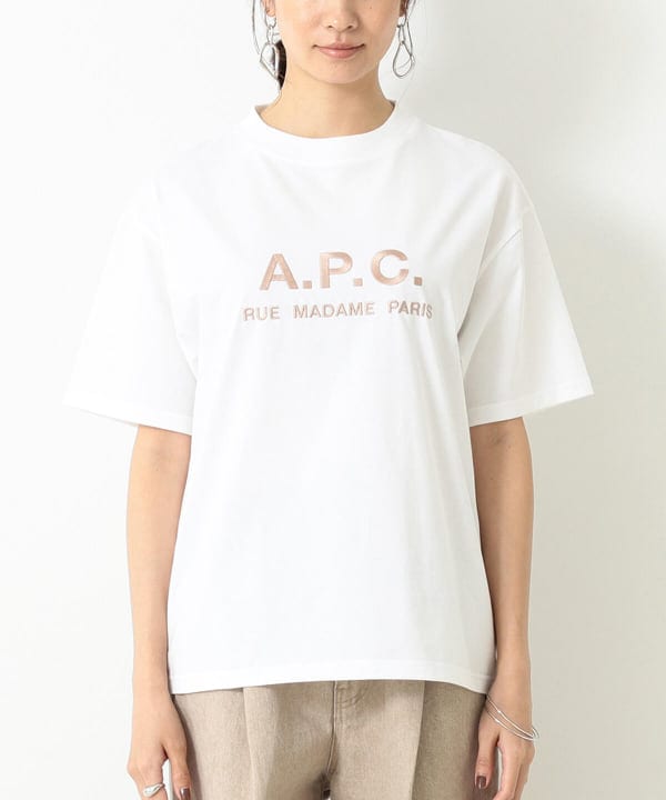 A.P.C×beams エンブロダイリーロゴTシャツ - メンズファッション