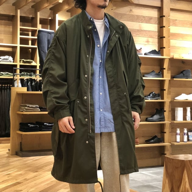 良品]BEAMS モッズコート(カーキ)-