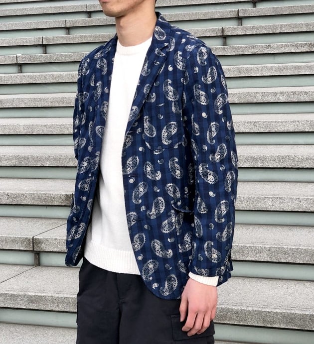 Indigo Check Discharge Print Paisley｜ビームス 梅田｜BEAMS