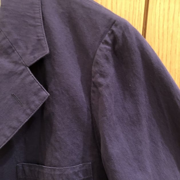 ビームスプラス　リネン ヘリンボーン ワークジャケット ネイビー M 3B ビームスプラス リネン ヘリンボーン ワークジャケット ネイビー