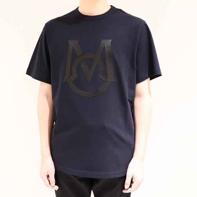 MONCLER モンクレール 立体ロゴ ボーダー Tシャツ ネイビー XXL