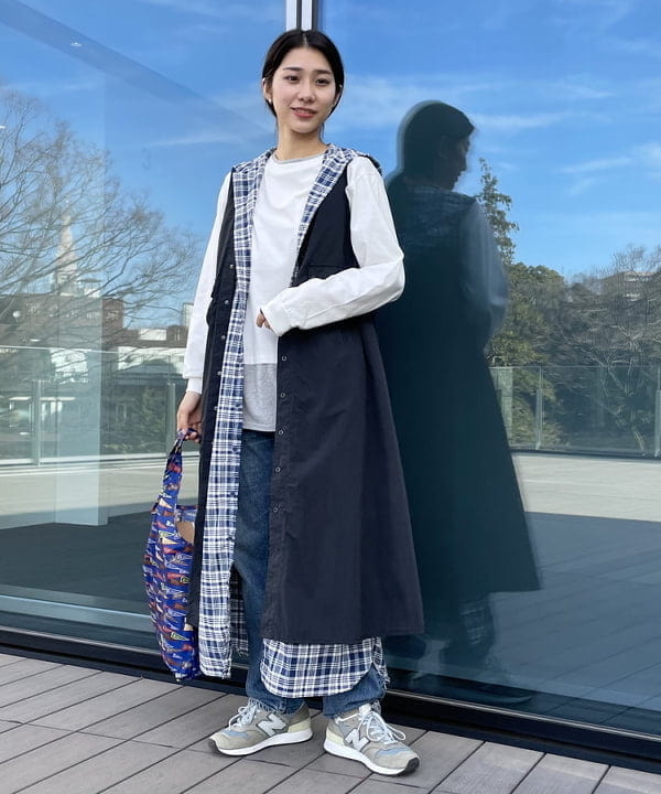 何通りも着回しできる！！チェックフーデッドワンピース