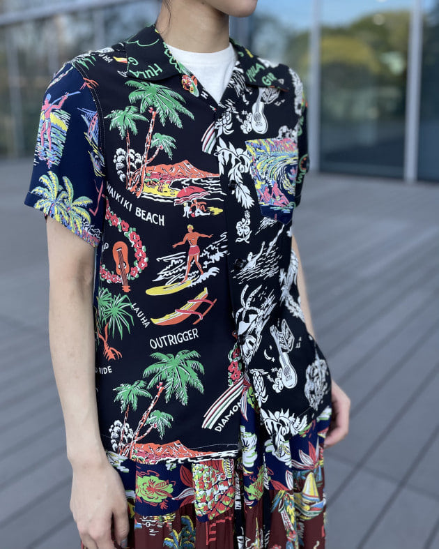 新品 BEAMS BOY×SUN SURF アロハ シャツ ワンピース ブラック