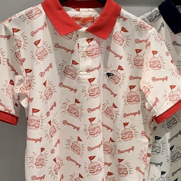 BEAMS GOLF ハンバーガー柄　ポロシャツ M ビームスゴルフ BEAMS GOLF ハンバーガー柄 ポロシャツ M ビームスゴルフ
