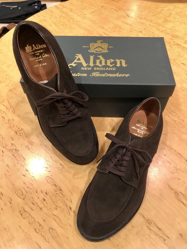 ALDEN Vチップ スエード 7 ブラウン-