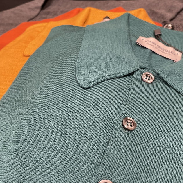 JOHN SMEDLEY FLINN ランダムリブ ニット ポロシャツ 未使用 JOHN SMEDLEY FLINN ランダムリブ長袖ニットポロシャツ - メルカリ