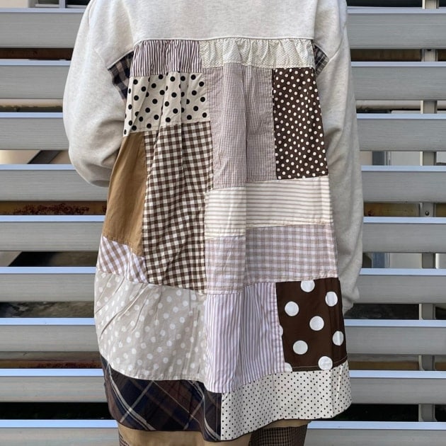 TORI-TO × BEAMS BOY チュニック パッチワーク ブラウス 長袖 BOY