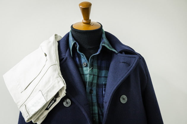 BEAMS 別注 FIDELITY Pコート ショート丈 ウール 裏キルト M