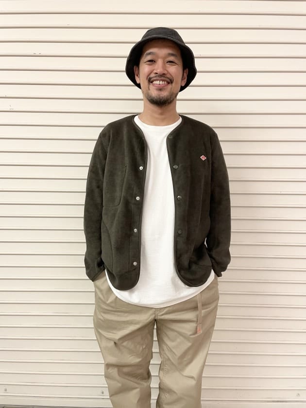 DANTON × BEAMS / 別注 Fleece Cardigan オリーブ - カーディガン