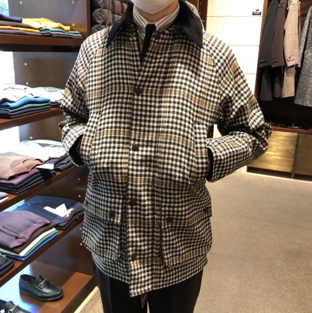 Barbour × BEAMS F / 別注 BEDALE-F ハウンドトゥース-