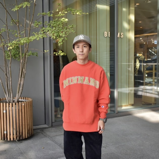 MIN-NAで着てみました！BEAMS×MIN-NANO×Champion｜ビームス 博多｜BEAMS