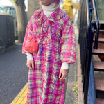 レトロ可愛いチェックシフォンワンピース！♡