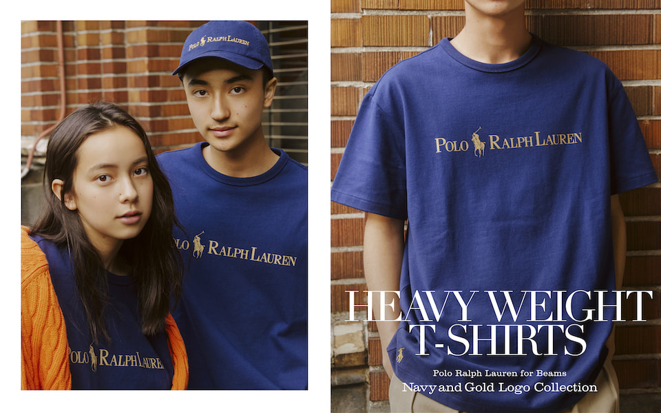 ポロ ラルフローレン ビームス 別注 Tシャツ L Navy and Gold