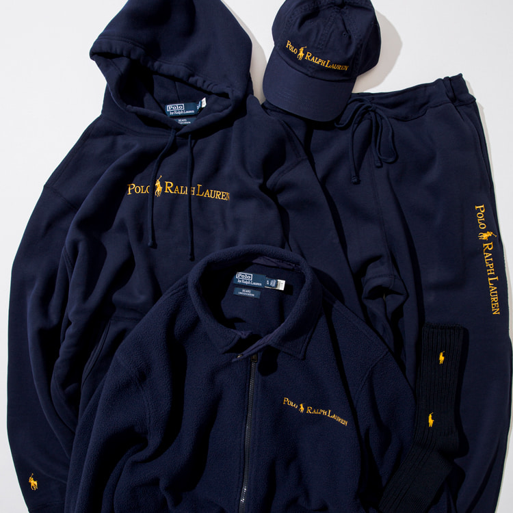 レトロビームス別注  Navy and Gold Logo FLEECE JACKET