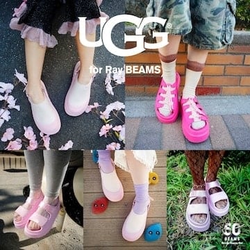 春を彩る特別なピンク。〈UGG® for Ray BEAMS〉、桜の季節に合わせた別注サンダル3型を発売。