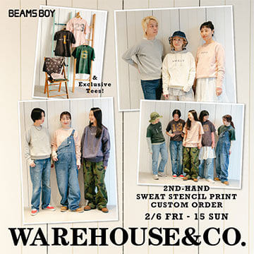 〈WAREHOUSE〉『2ND-HAND SWEAT』のカスタムオーダー会を「ビームス ボーイ 原宿」とビームス公式オンラインショップにて開催