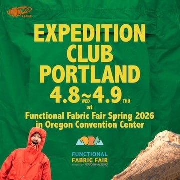 東京、ロンドン、NY、大阪で大盛況を博した『EXPEDITION CLUB』が、機能生地の祭典『Functional Fabric Fair Portland』にて初となるマウンテンパーカの展示を開催！