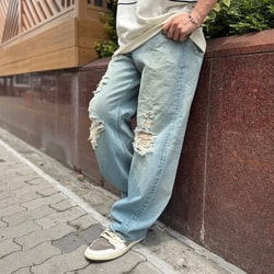 BEAMS（ビームス）【別注】Lee / 101 クラッシュ デニムパンツ（パンツ 